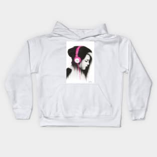 Pink Headphones Kids Hoodie